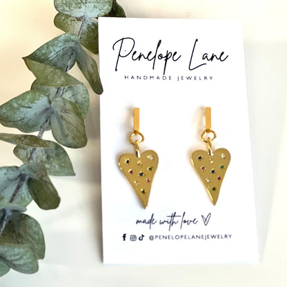 Rainbow Spark Heart Earrings
