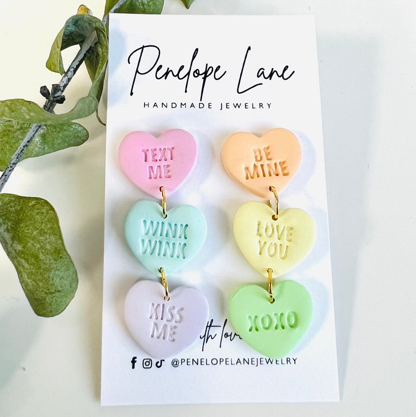 Conversation Heart Earrings Ultra-Light Valentines Day Dangle Earrings! Free gift from me with purchase!