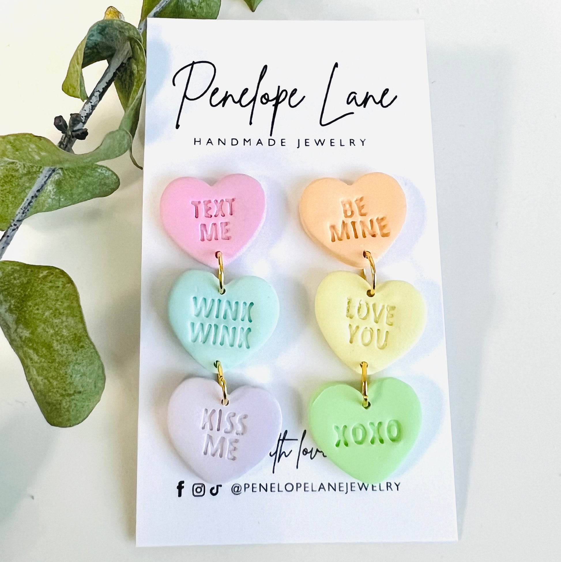 Conversation Heart Earrings Ultra-Light Valentines Day Dangle Earrings! Free gift from me with purchase!