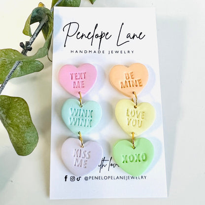 Conversation Heart Earrings Ultra-Light Valentines Day Dangle Earrings! Free gift from me with purchase!